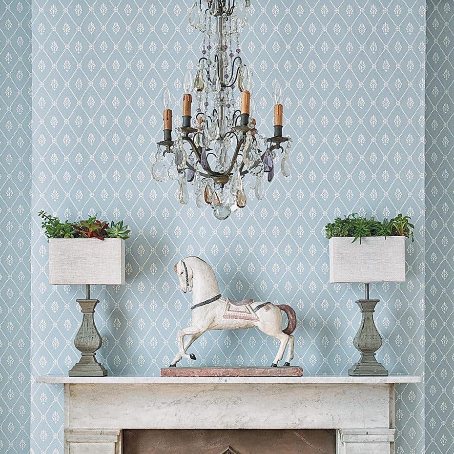 Plant wallpaper with geometric pattern ARCHIVE ANTHOLOGY - Alma cream