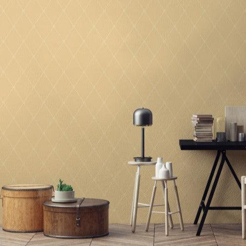 Geometric Pattern Wallpaper in Check ARCHIVE ANTHOLOGY - Large Georgian Rope Trellis Lemon