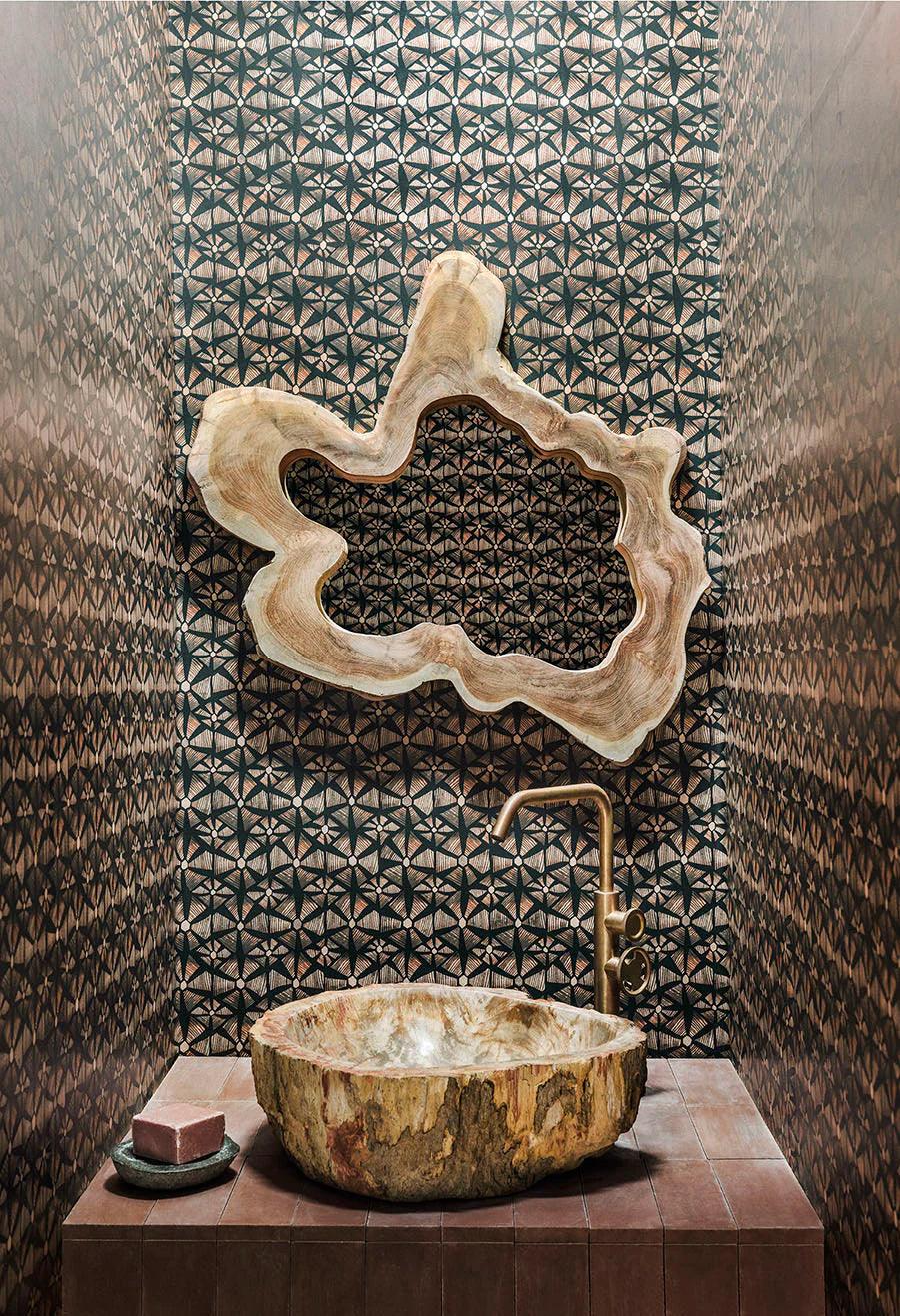 Wallpaper with geometric pattern ARDMORE JABULA - Kalahari gray