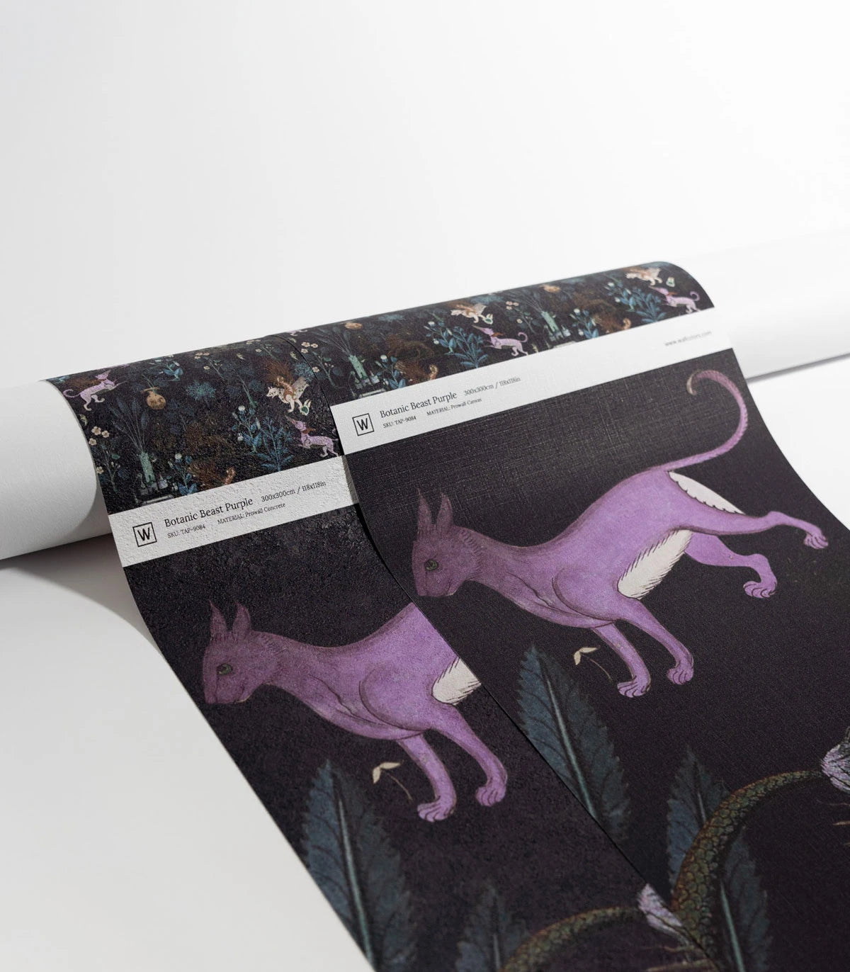 Botanical Beast Purple Floral Wallpaper - Black with Purple