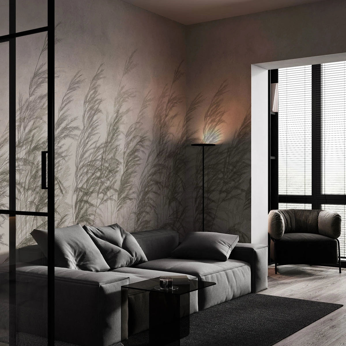 Tapeta flizelinowa z roślinnym wzorem CANE beżowy