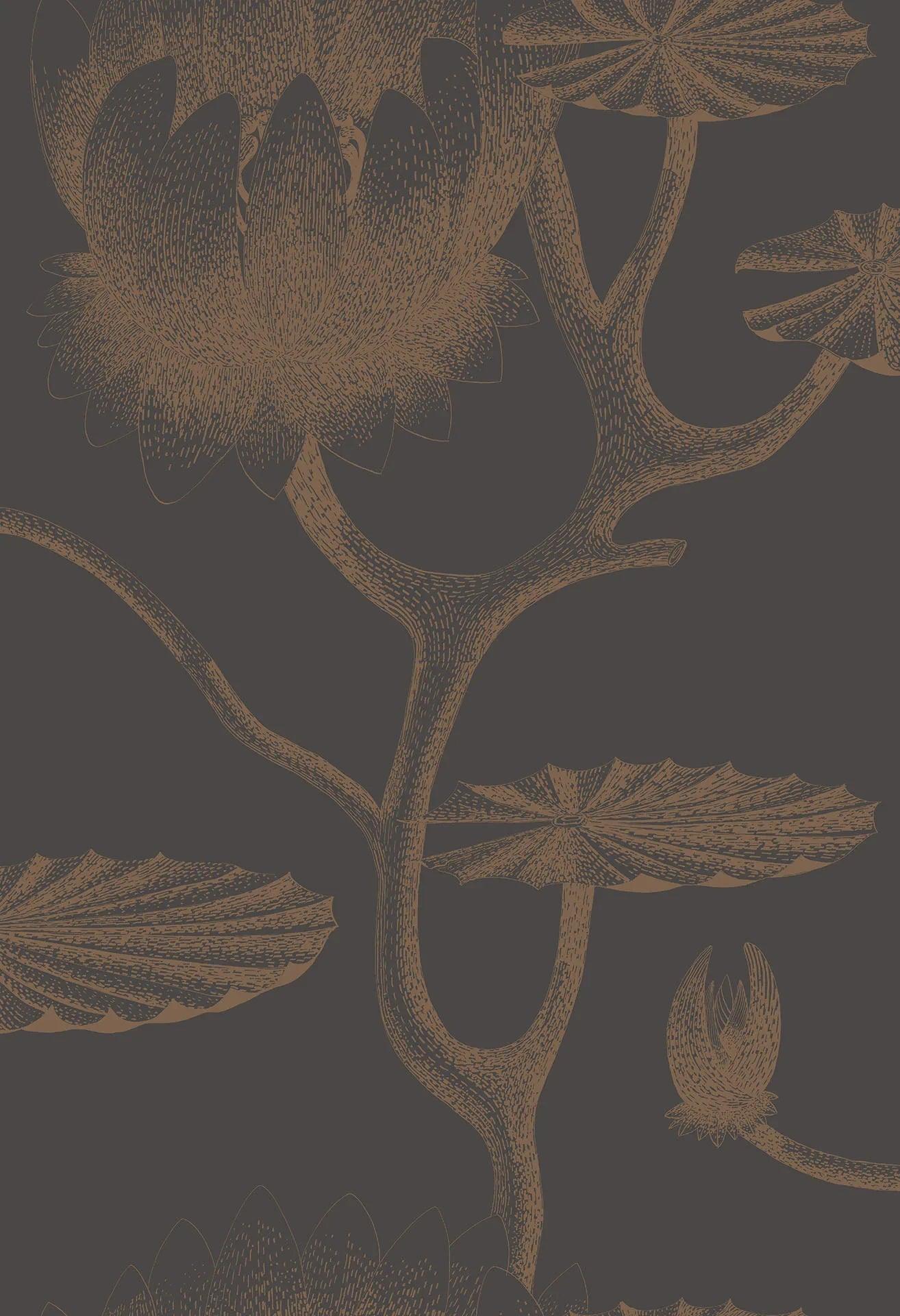 Contemporary Restyled Floral Wallpaper - Black Lily