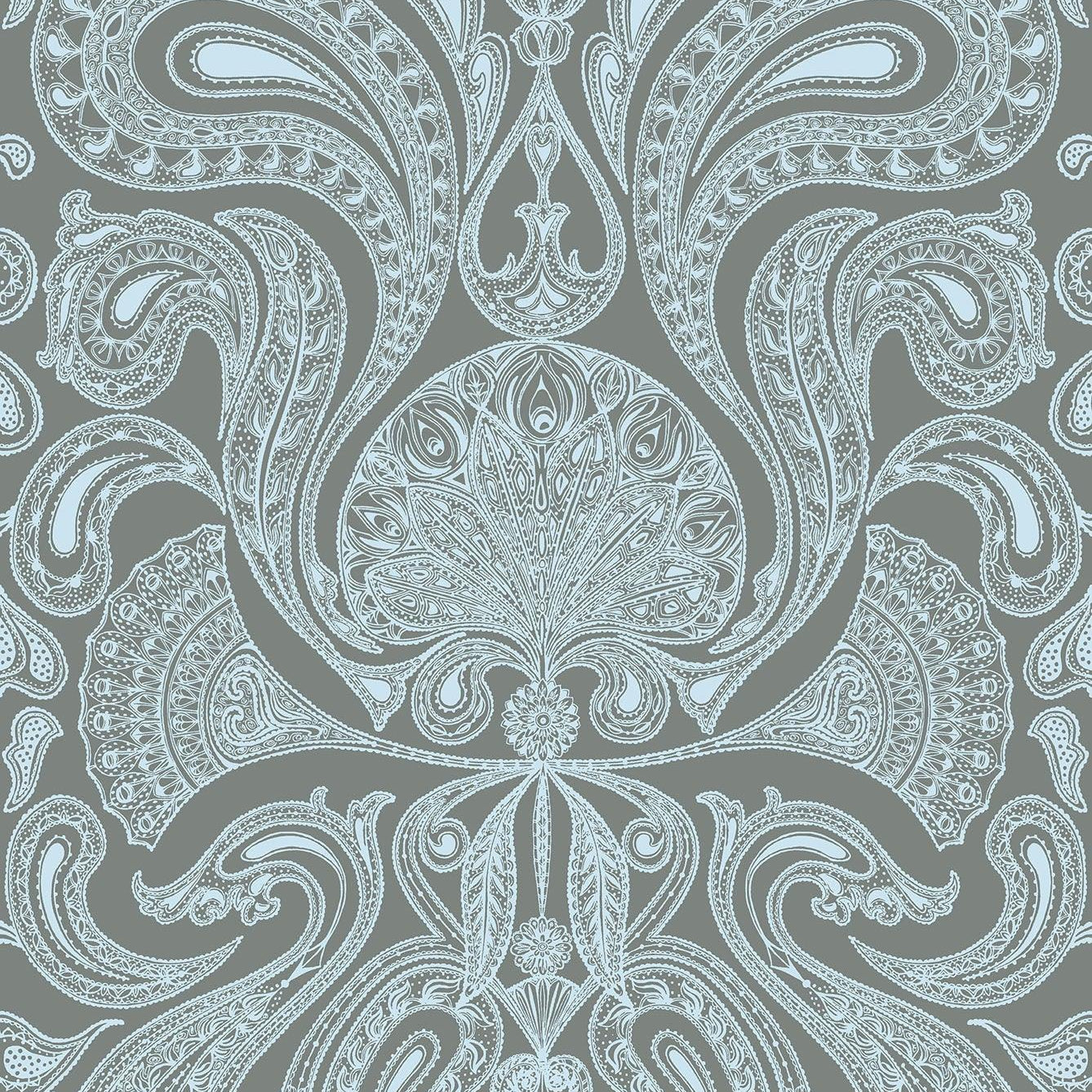 Tapeta CONTEMPORARY RESTYLED - Malabar błękit na szarym Cole & Son Eye on Design