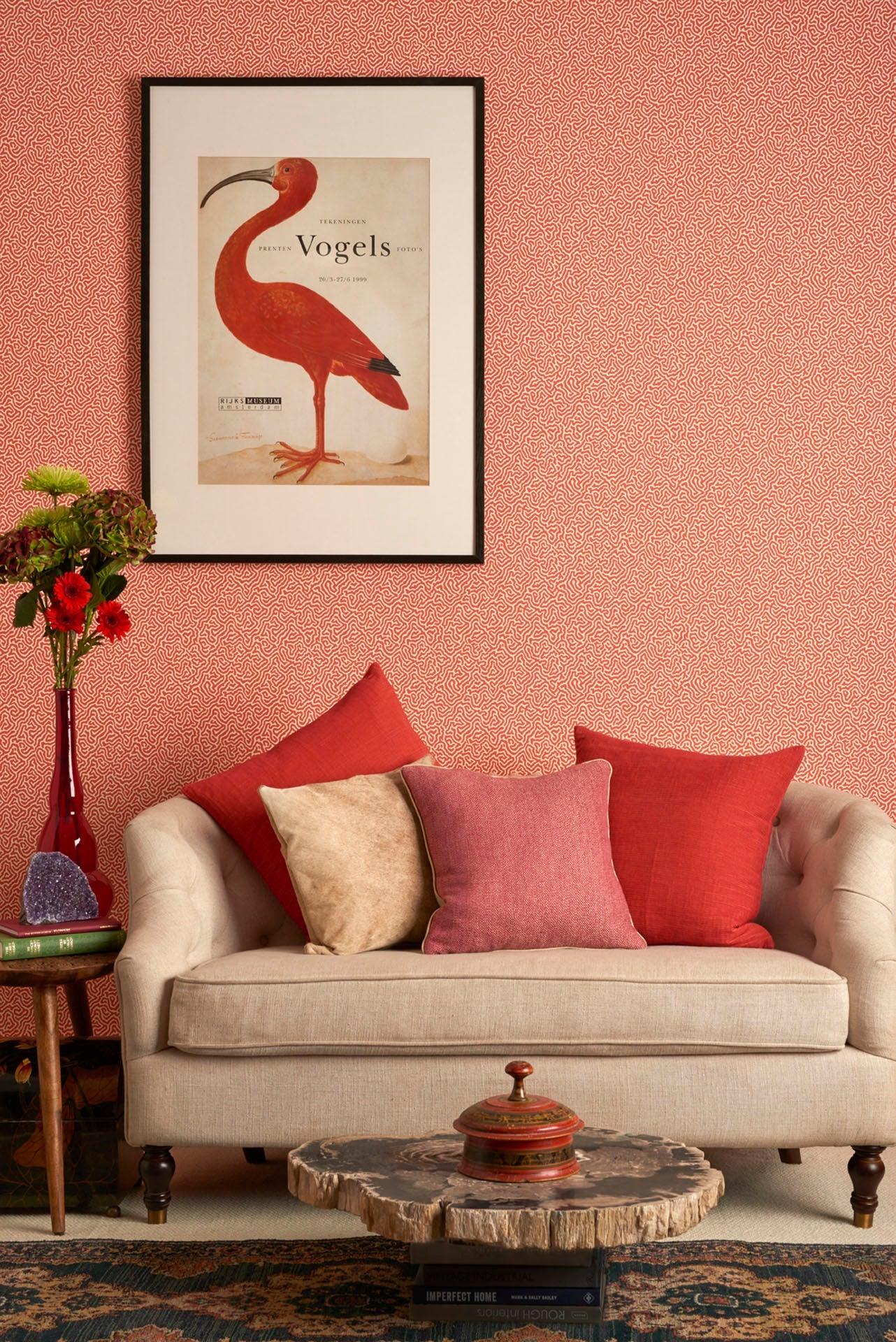 Wallpaper with Abstract Pattern CURIO - Green Vermicelli