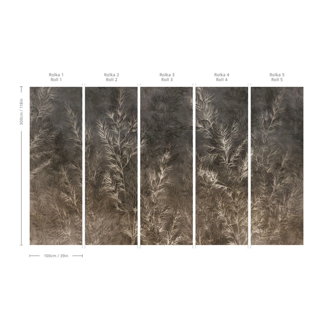 Tapeta flizelinowa z roślinnym wzorem DRY GRASS ciemnozielony