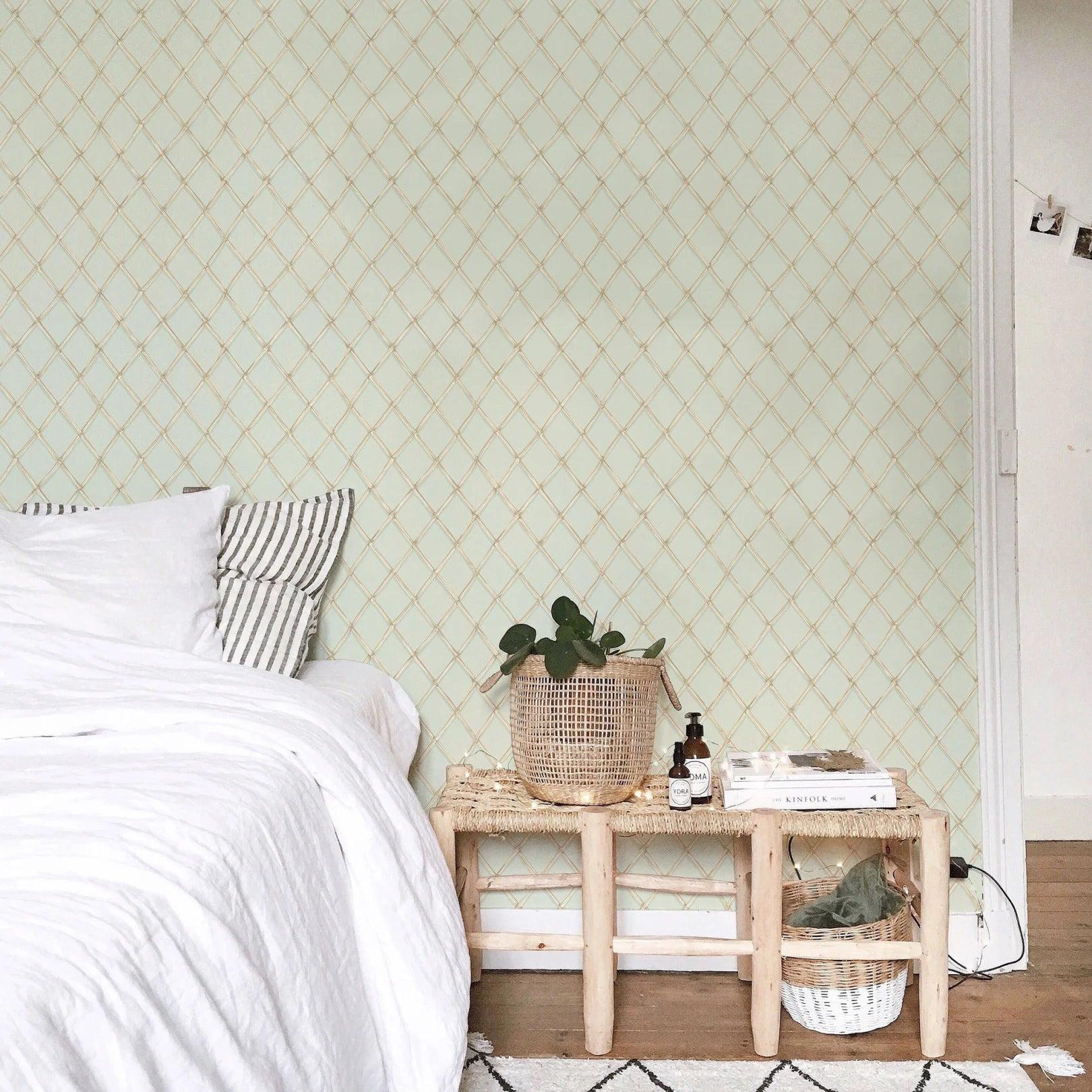 Wallpaper with a geometric checkered pattern FOLIE - Bagatelle white