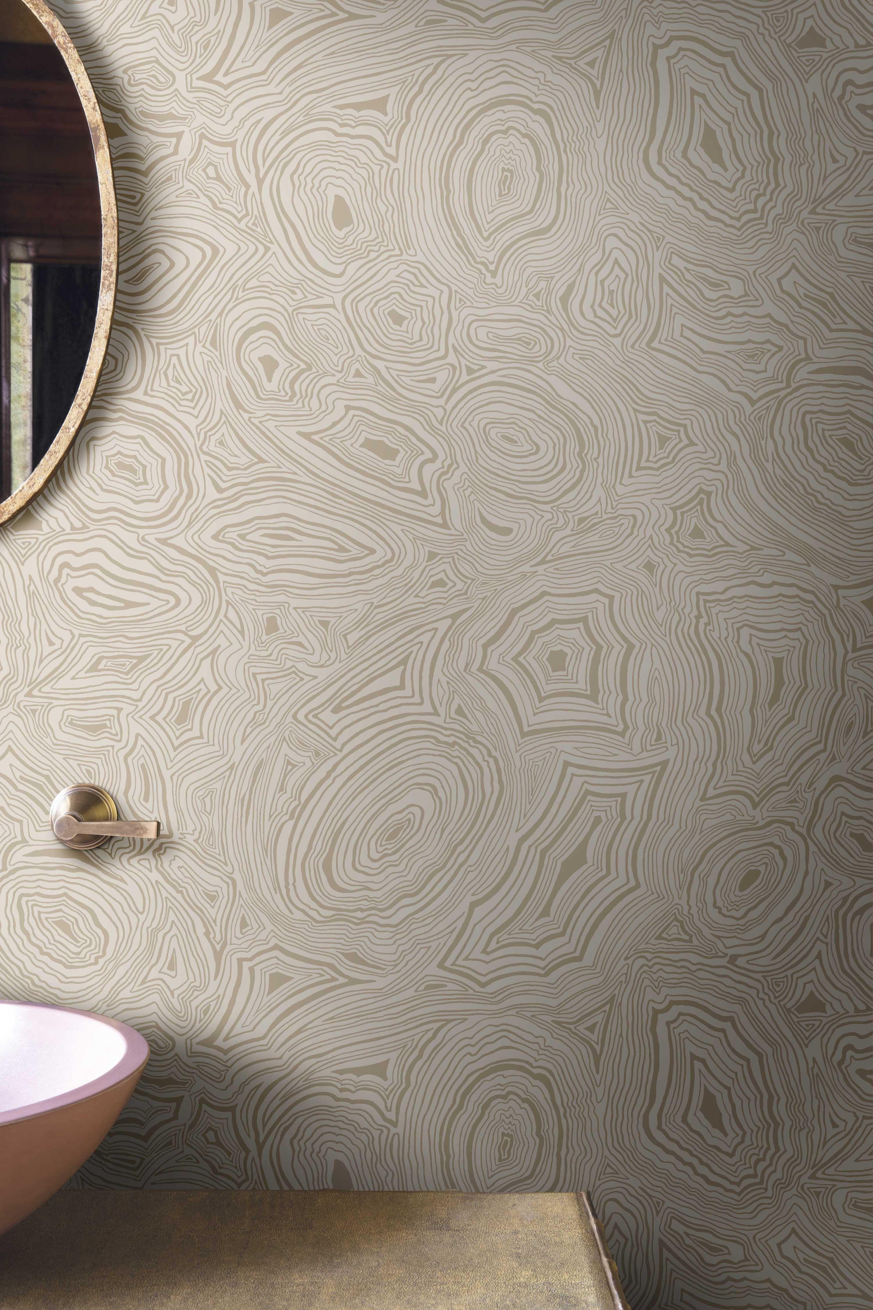 Tapete mit abstraktem Muster, das Marmor imitiert FORNASETTI - Dunkelbraun Malachit