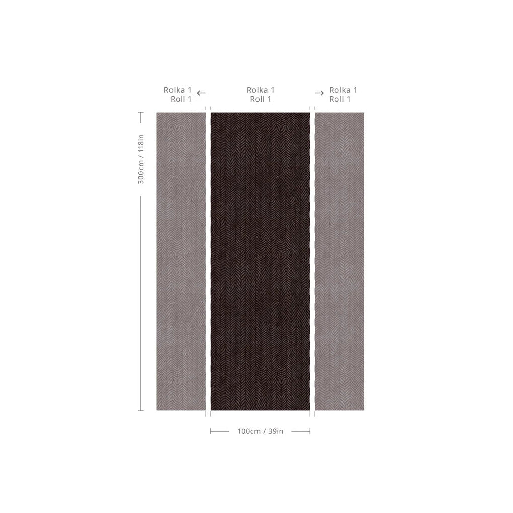 Wallpaper with a geometric herringbone pattern in burgundy