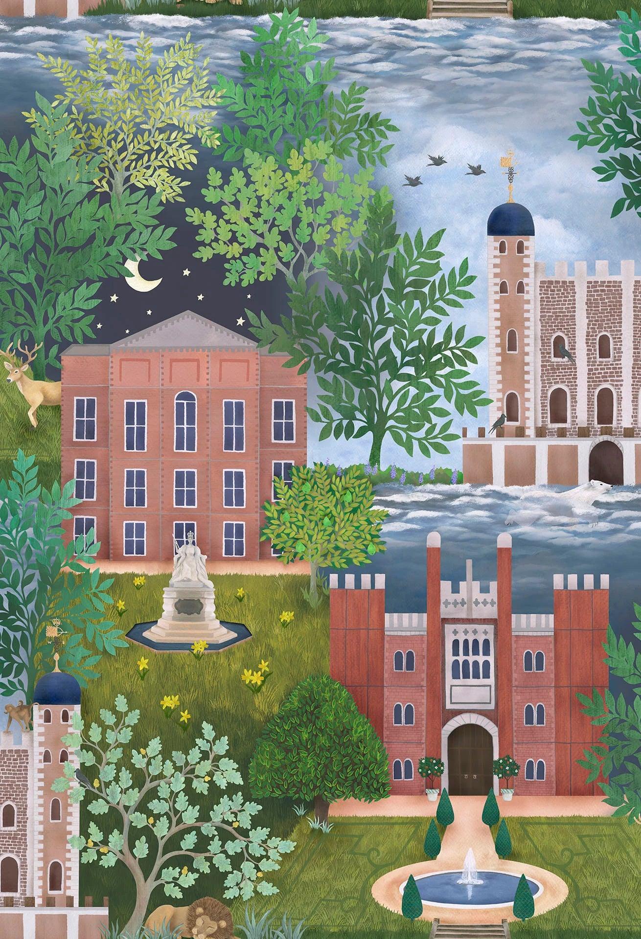 Wallpaper with Architectural Landscape of HRP GREAT MASTERS - Palace Tales Green