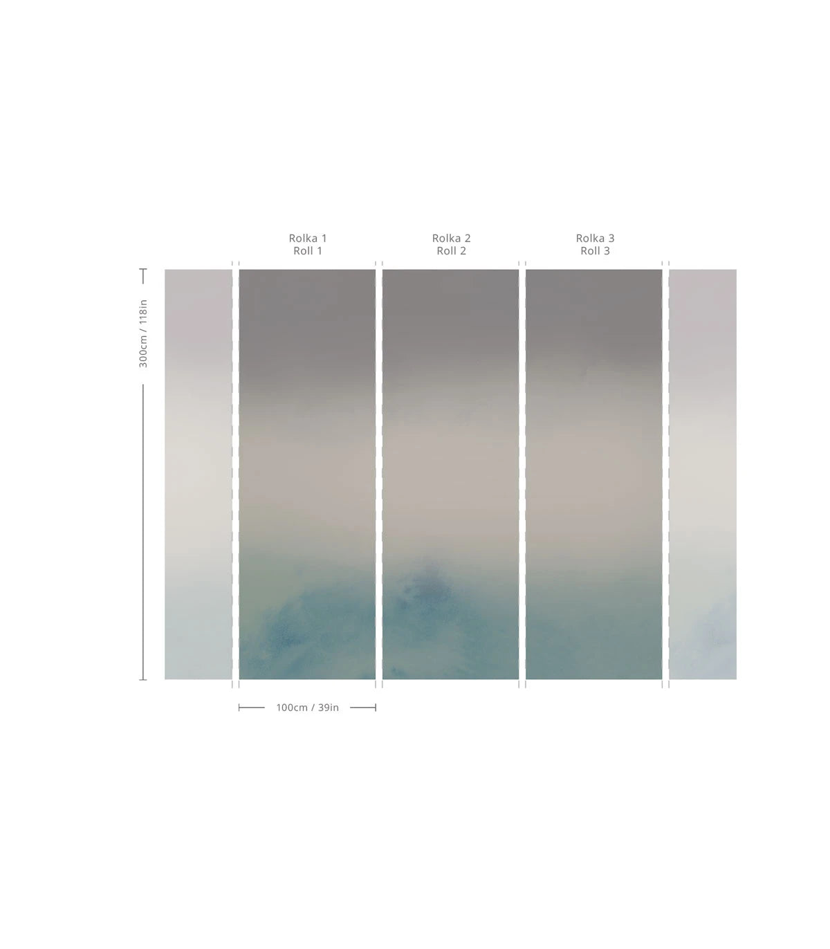Tapeta gradient OMBRE FOG chłodny błękit