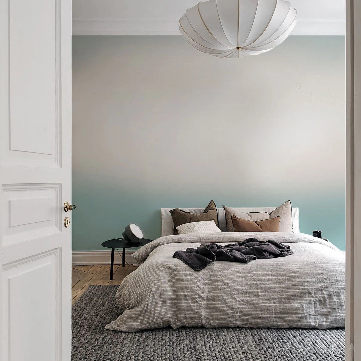 Tapeta gradient OMBRE MARE głęboki błękit z szarym