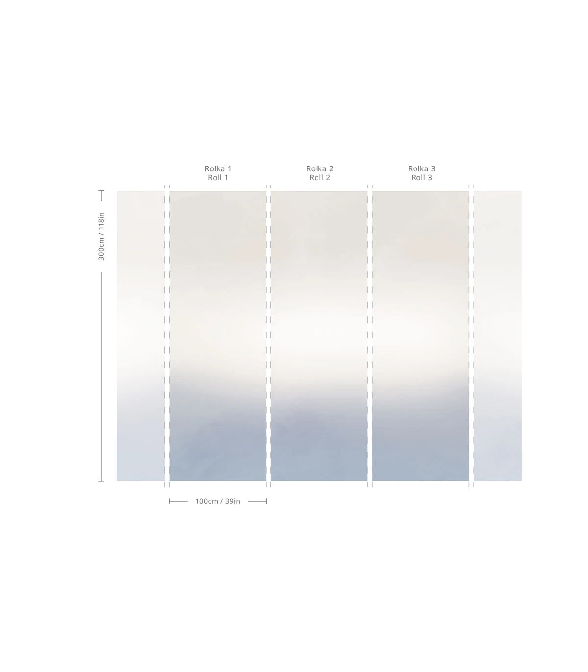 Tapete Gradient OMBRE MIST kühles Blau mit Grau