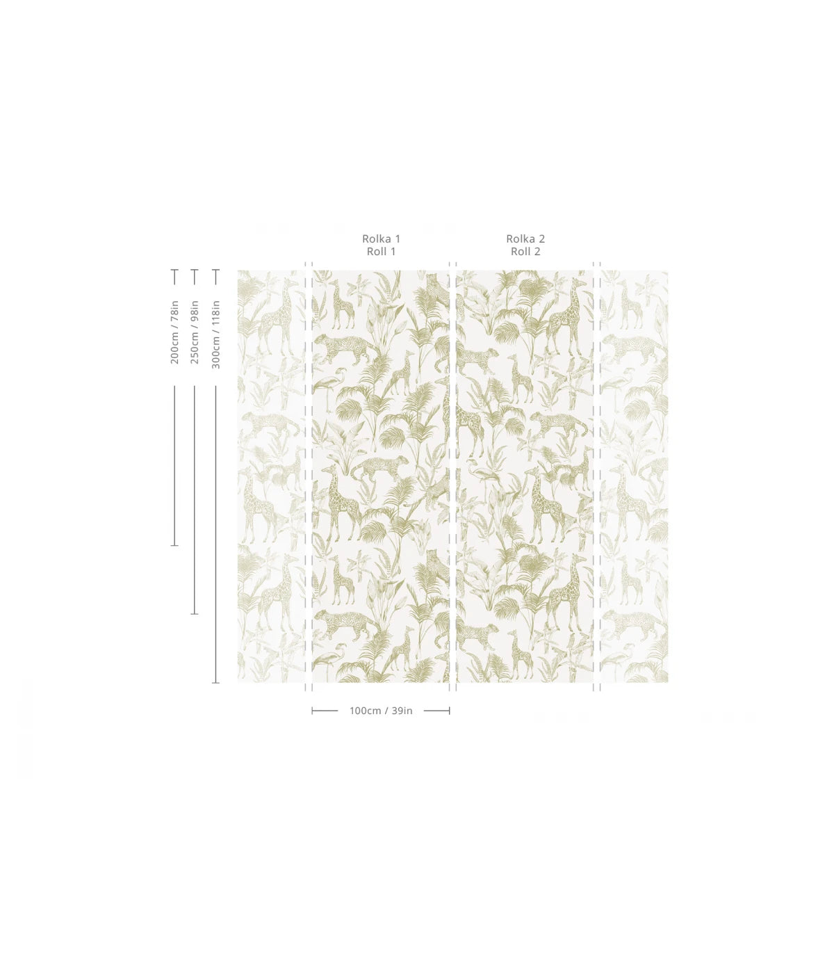 Safari Green Animal Pattern Wallpaper Beige with Green