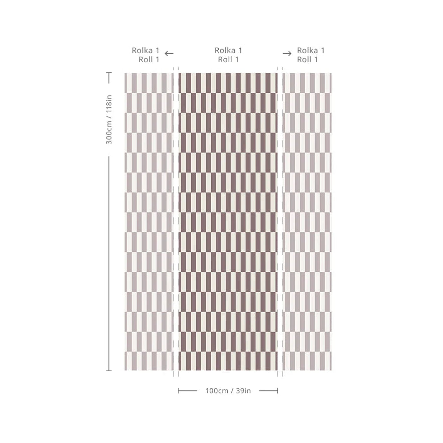 Tapeta flizelinowa z geometrycznym wzorem TETRIS STRIPE burgundowy