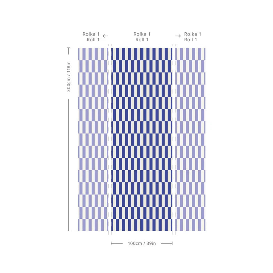 Vlies-Tapete mit geometrischem Muster TETRIS STRIPE kobaltblau