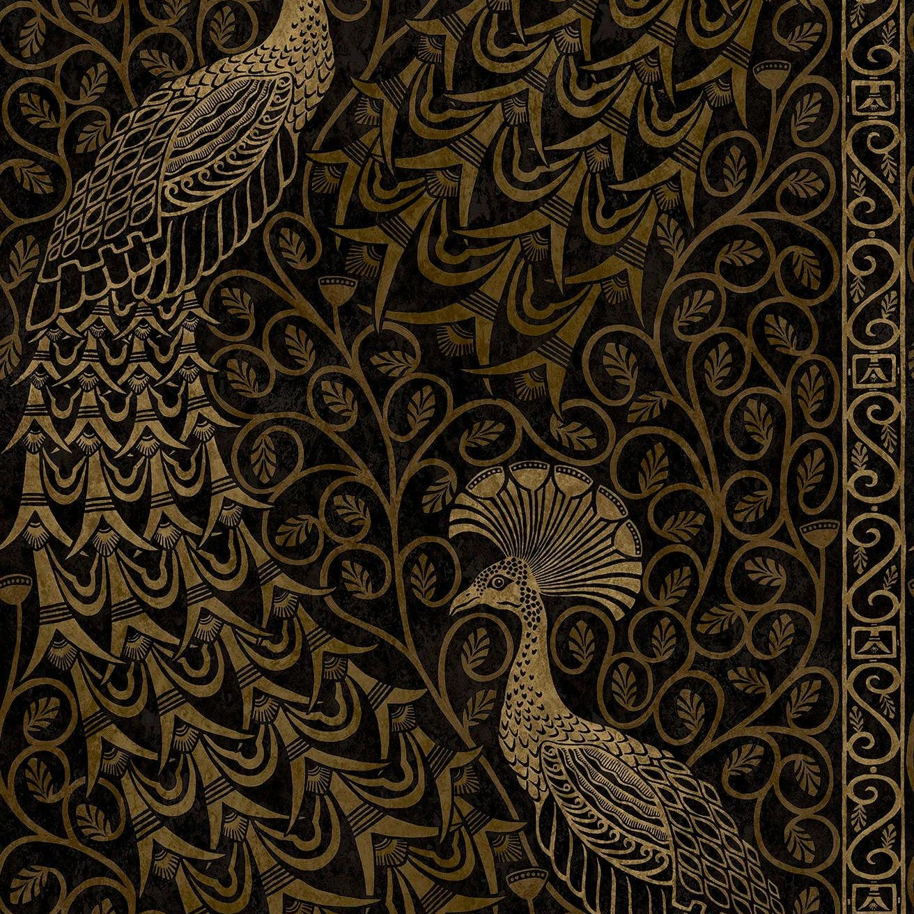 Tapeta THE PEARWOOD COLLECTION - Pavo Parade złoto na czerni Cole & Son Eye on Design
