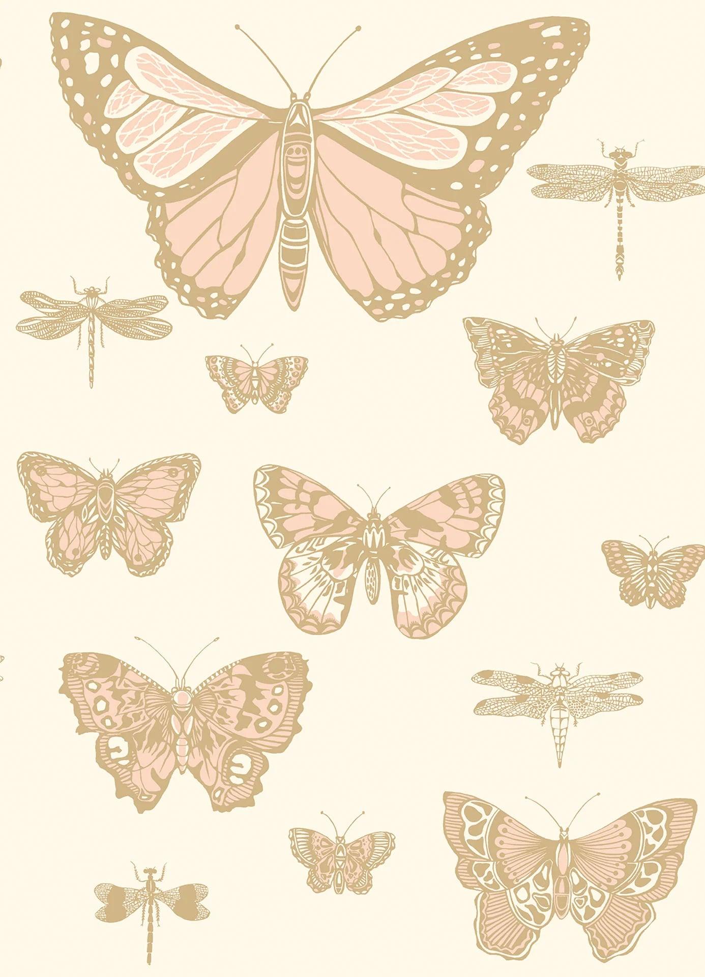 Tapeta WHIMSICAL - Butterflies & Dragonflies róż na kremie Cole & Son Eye on Design