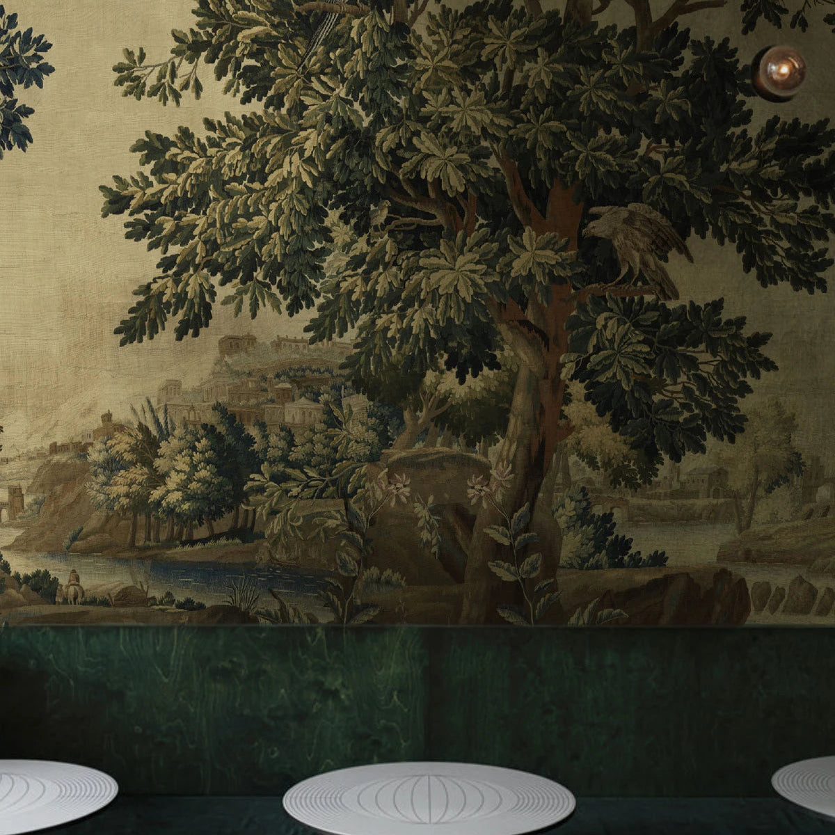 Tapeta flizelinowa z krajobrazem WHISPERING GARDEN zielony