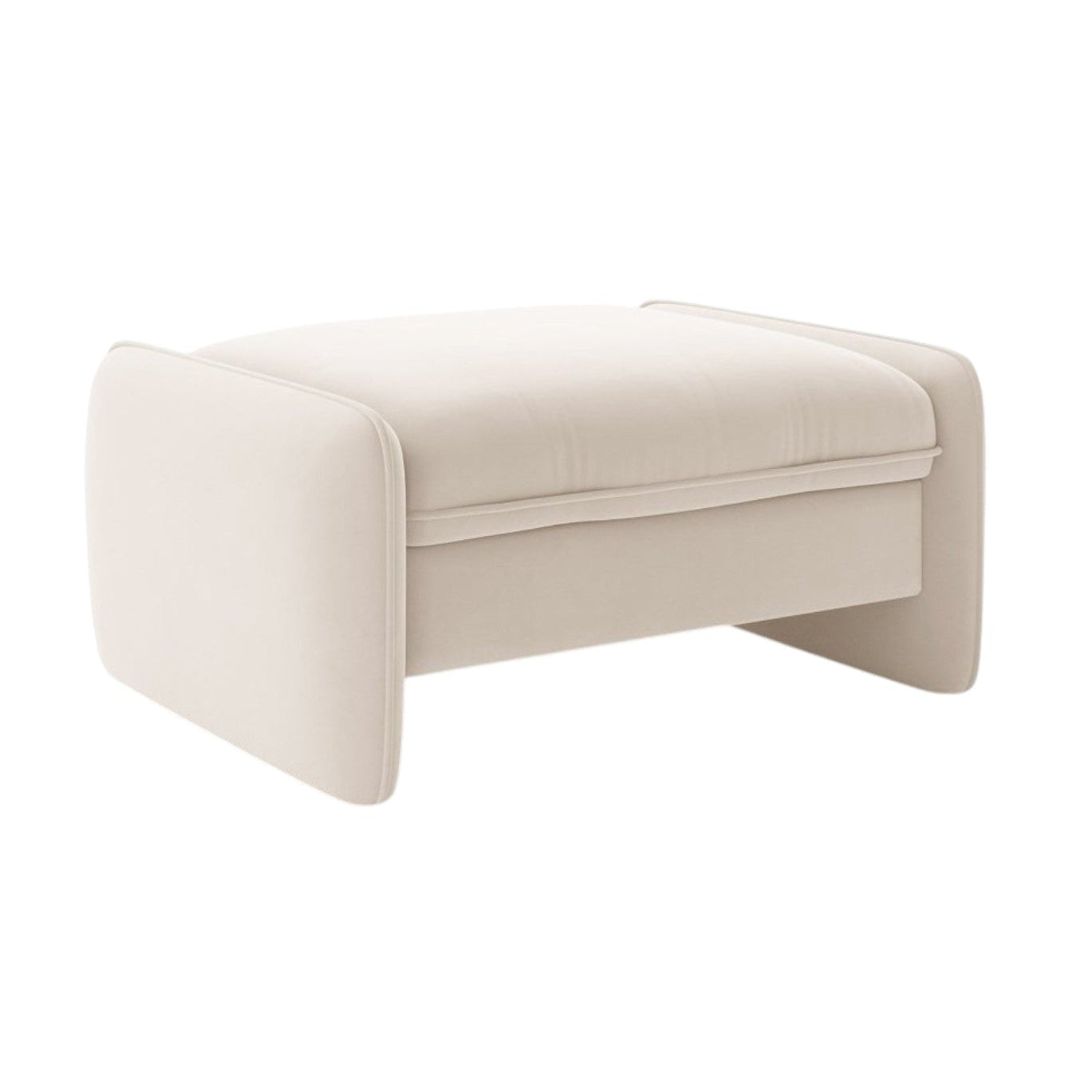 Velvet Pouf GEORGIA Ivory