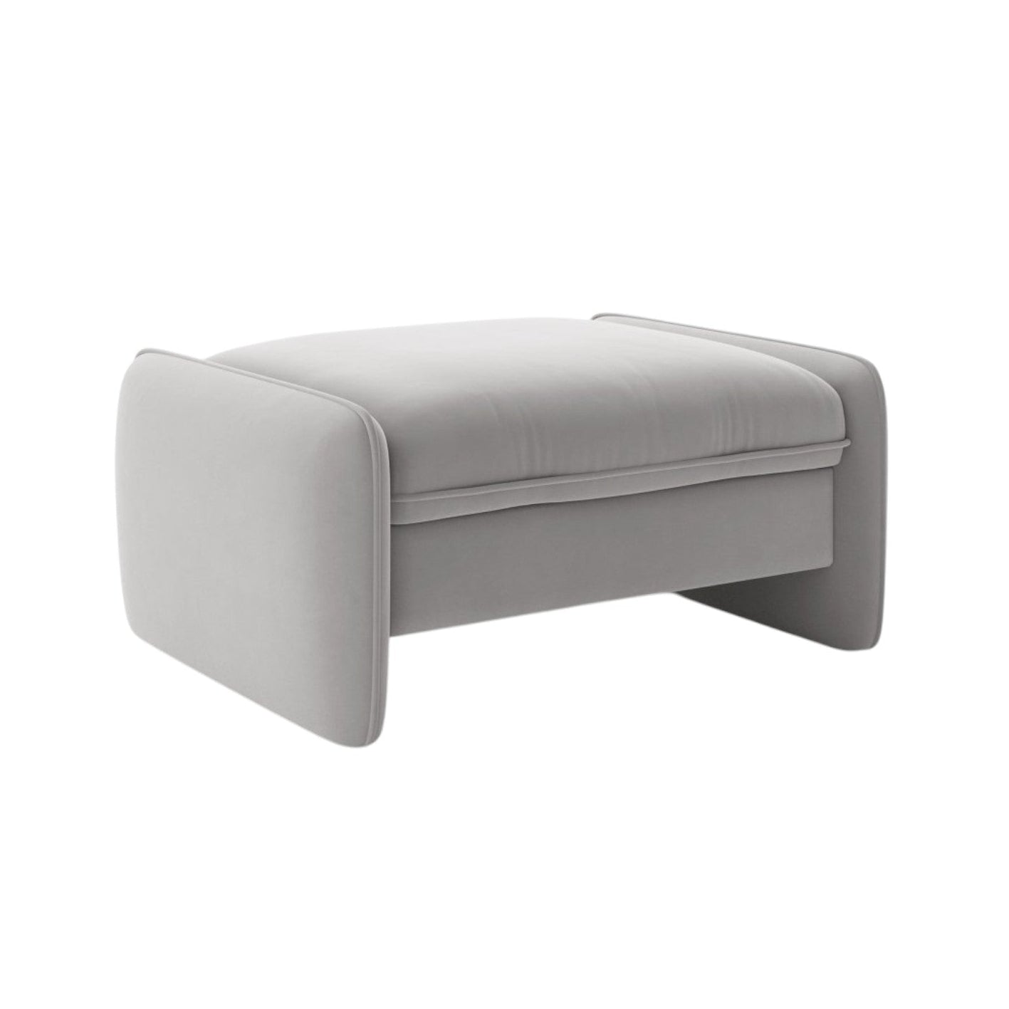 Georgia Light Gray Velvet Pouf