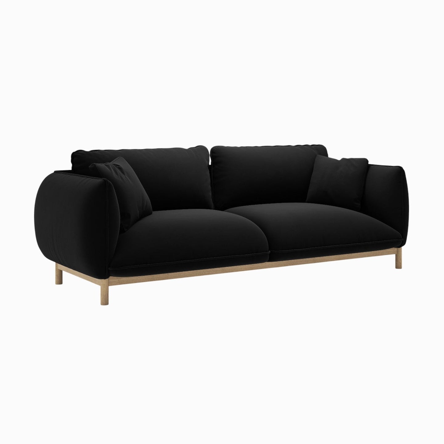 ADA black velvet 3-seater sofa