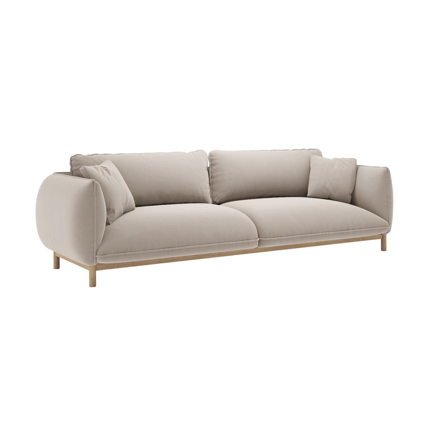 ADA Light Beige 4-Seater Velvet Sofa