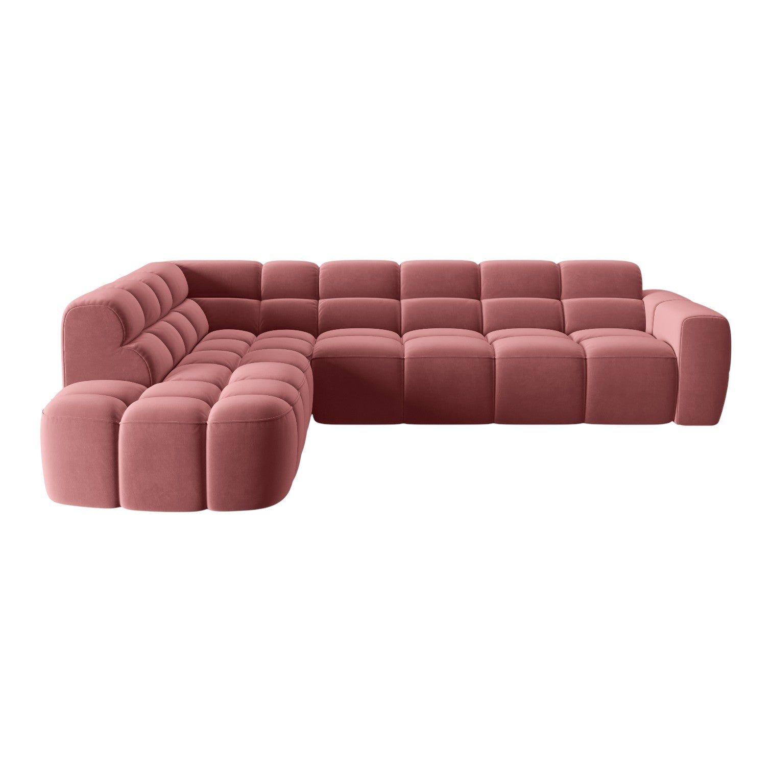 Sofa narożna aksamitna lewostronna LISA różowy