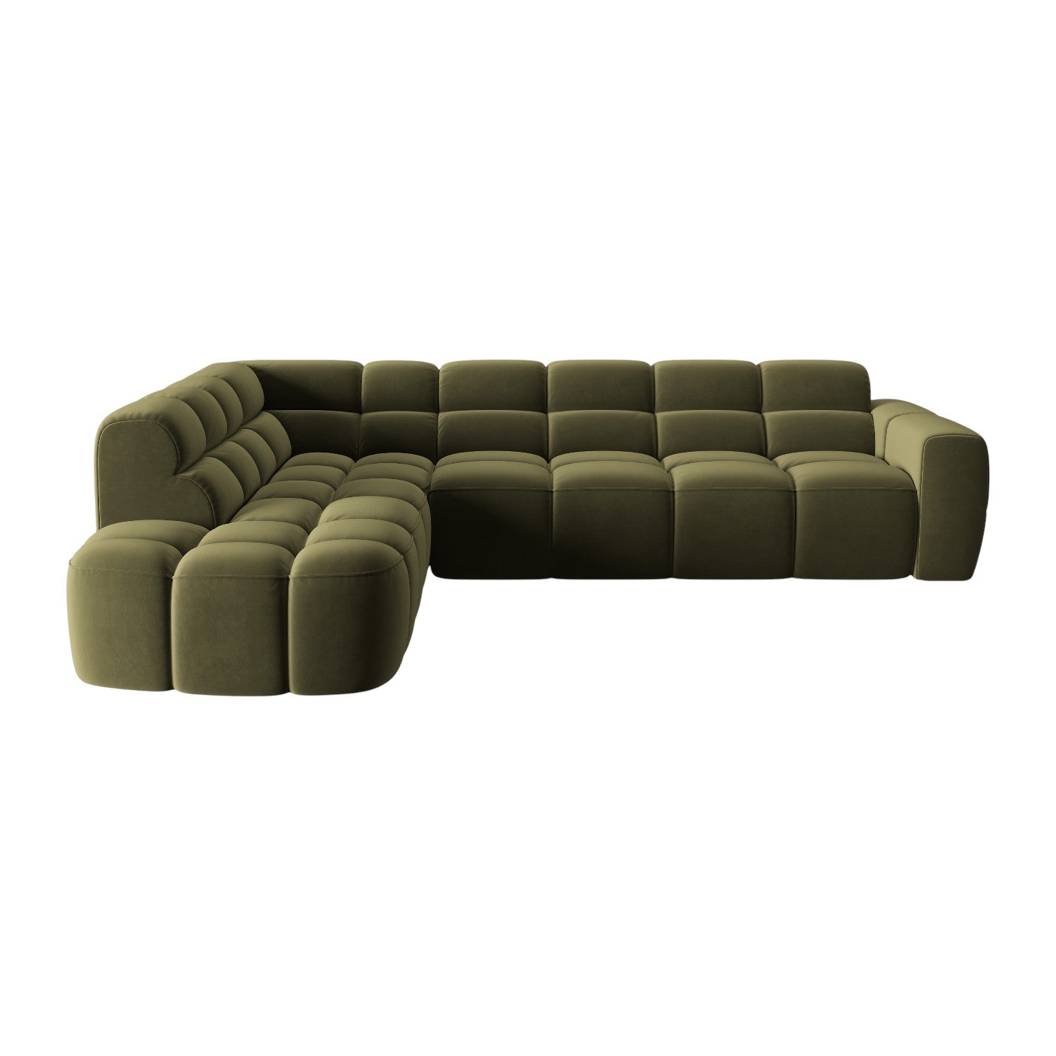 Sofa narożna aksamitna lewostronna LISA zielony