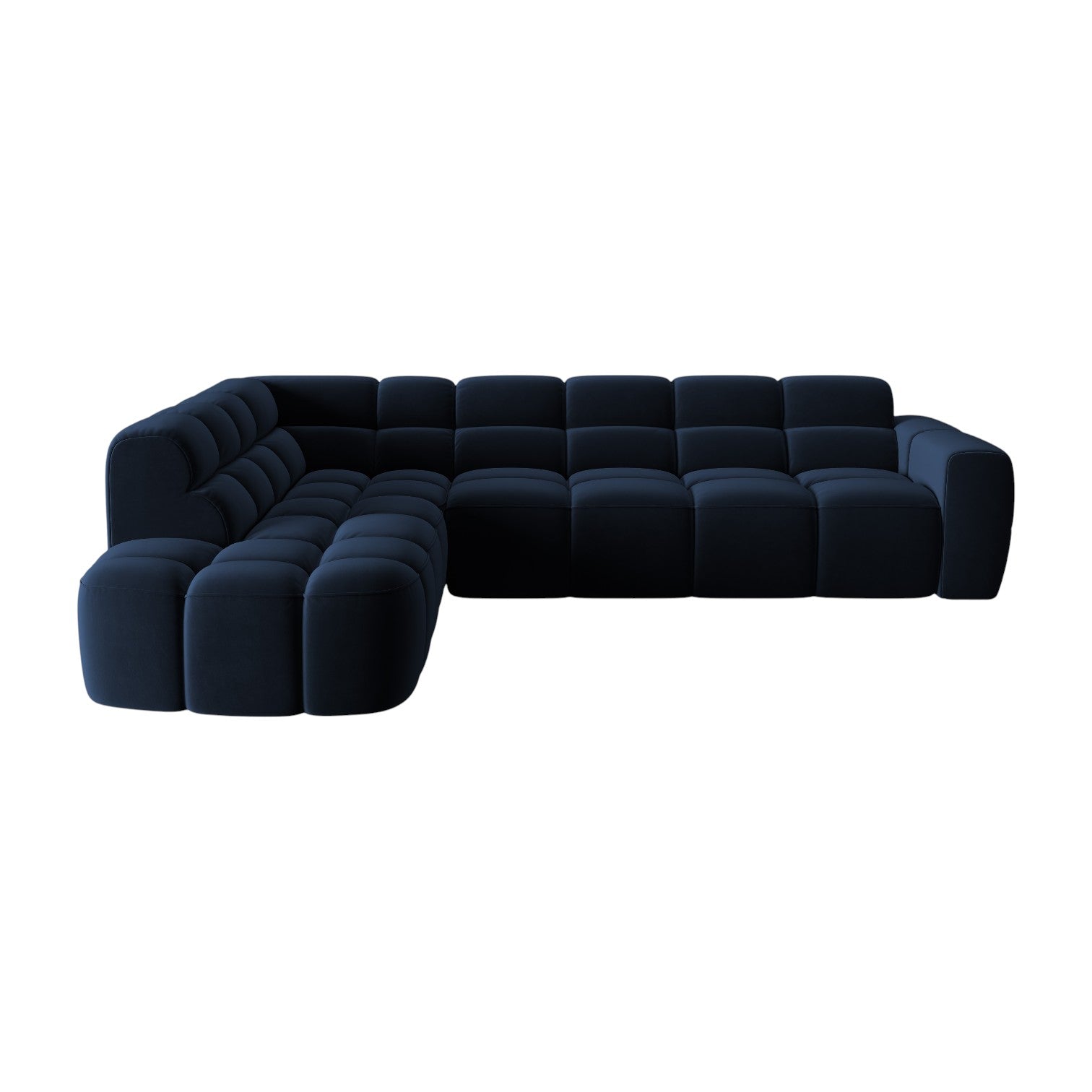 Sofa narożna aksamitna lewostronna LISA granat królewski