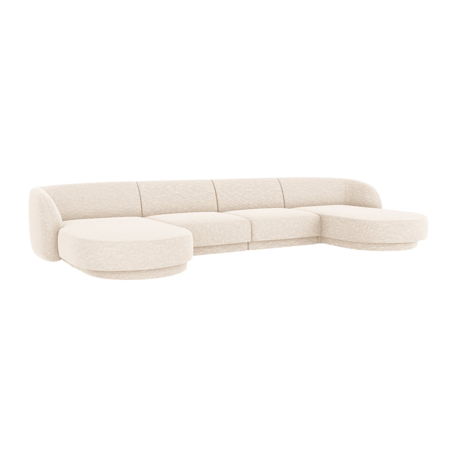 Panorama -Sofa im hellen Szenil -Stoff