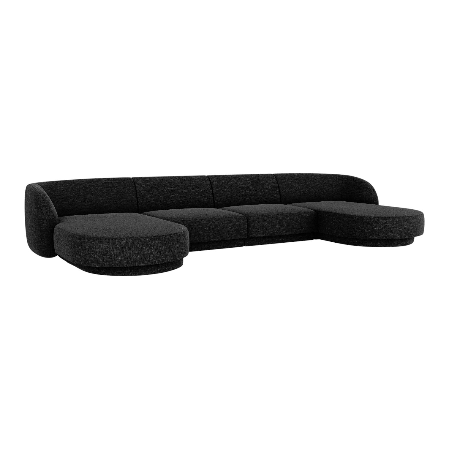 Miley Black Panoramablicksofa im Szenil -Stoff