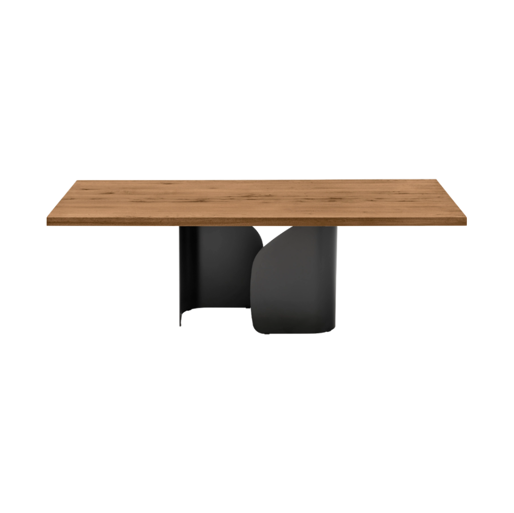 Rectangular Table TWINS Wooden Top with Black Base