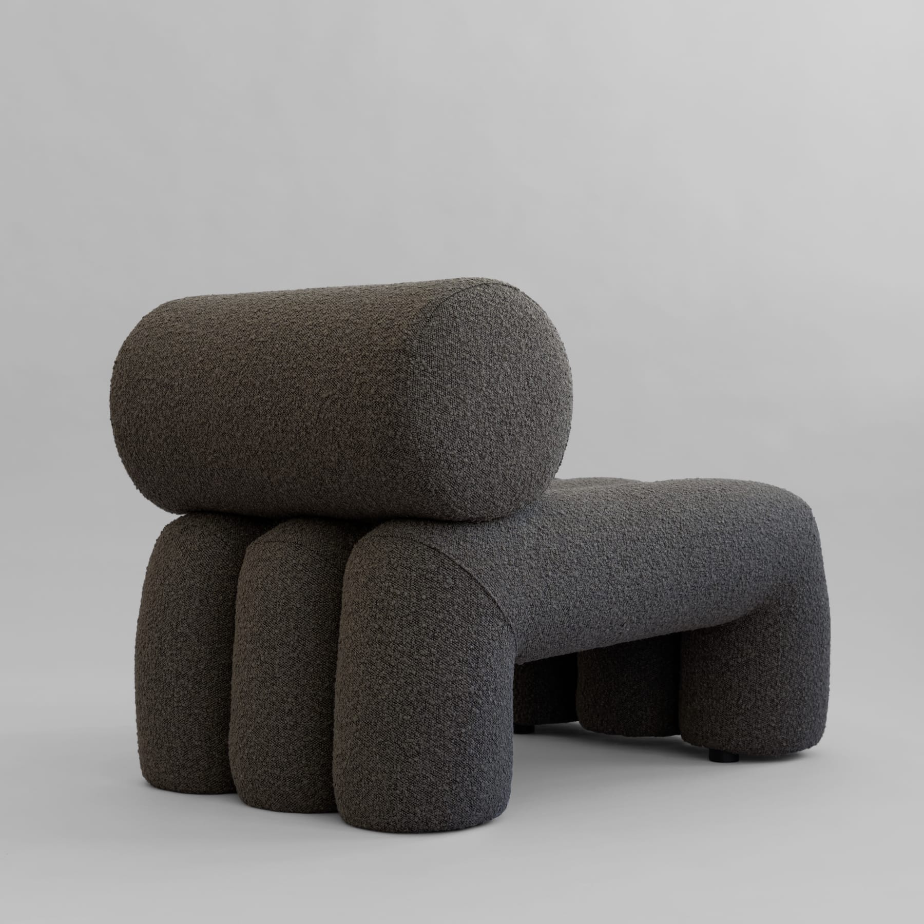 FOKU armchair in gray-brown boucle