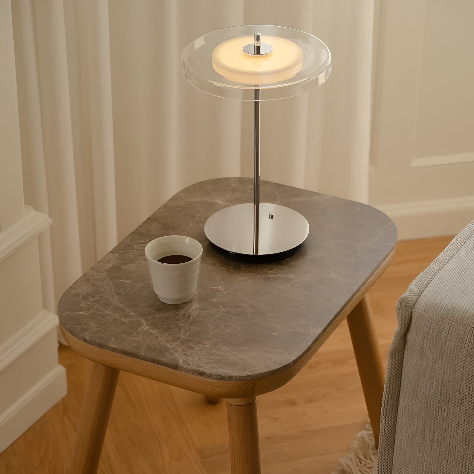 Lampa przenośna ASTERIA GLASS MOVE transparentny ze srebrną podstawą