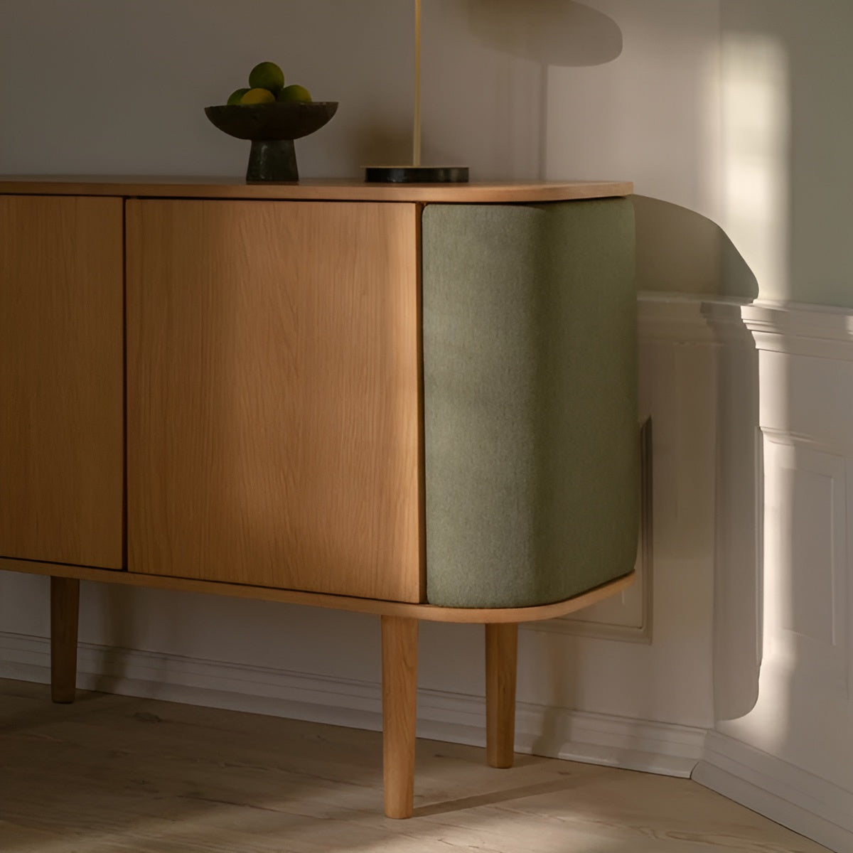 TREASURES green chest of drawers with oak