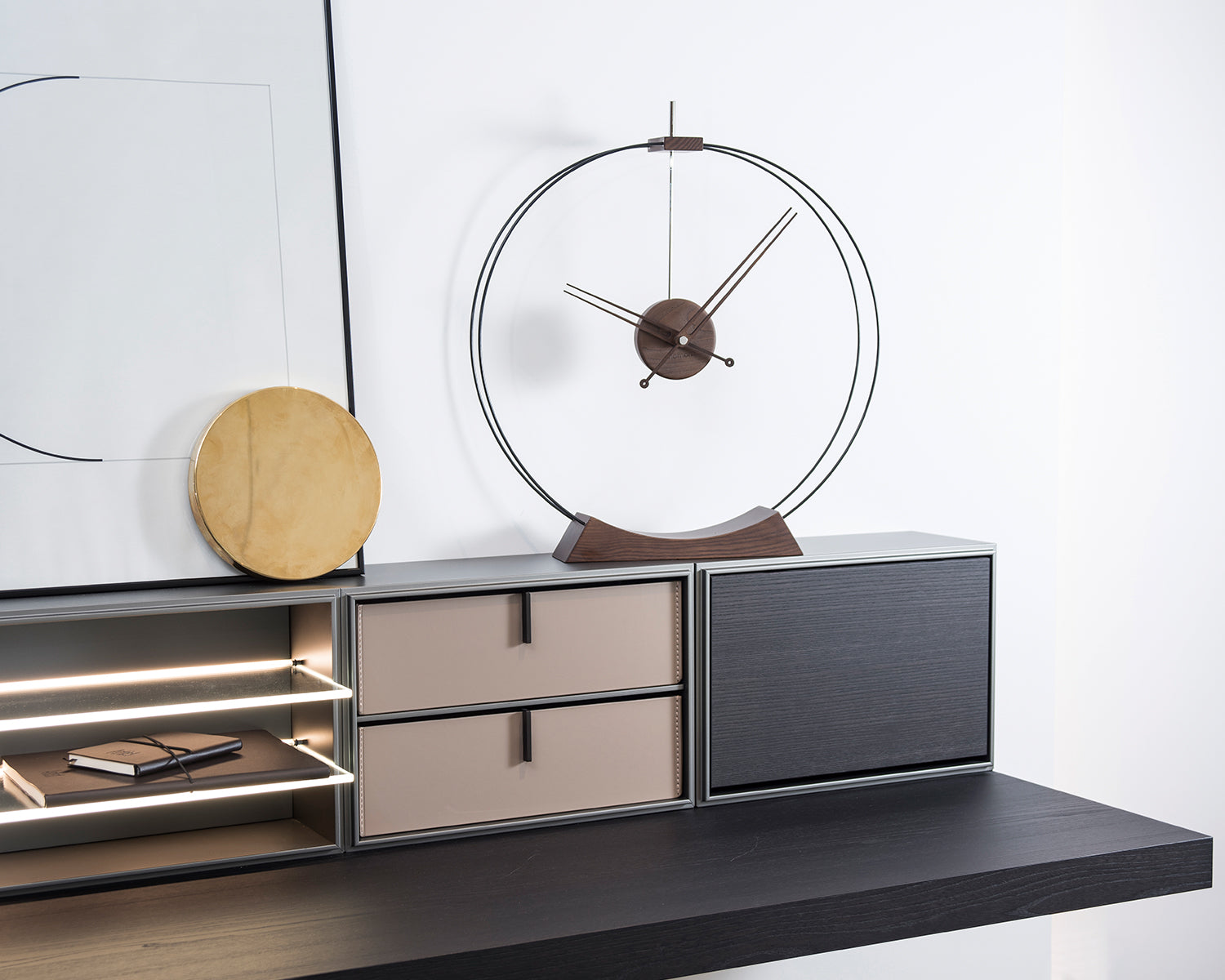 AIRE table clock made of ash wood with black