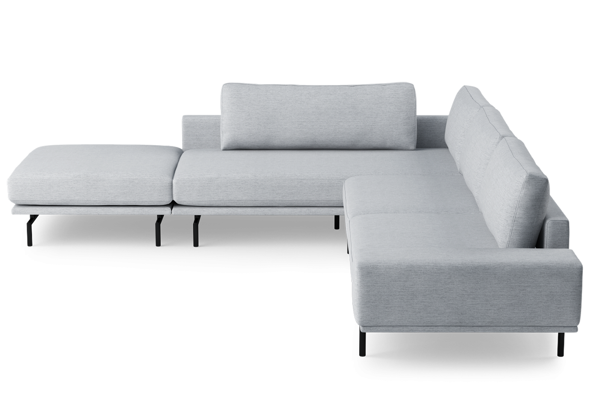 Brixton Upholstered Left-Handed 5-Seater Corner Sofa with Black Base