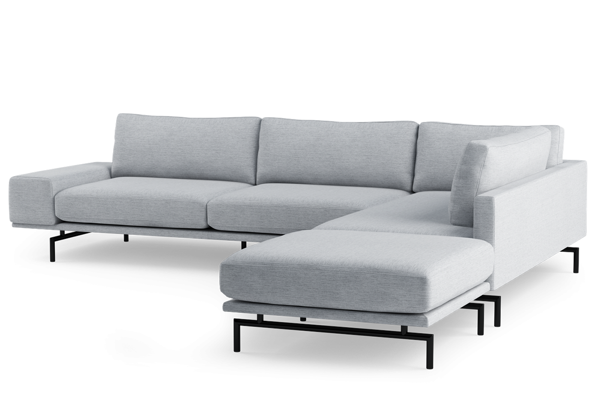 Brixton Upholstered Right-Hand Corner Sofa for 5 People with Black Base
