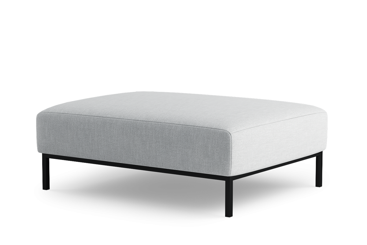 Puff HOLDEN gepolstert mit schwarzem Fuß