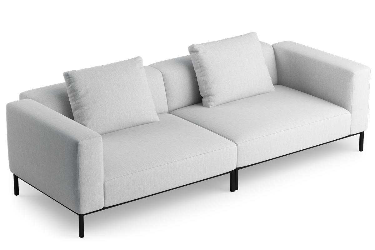 Modulares 3-Sitzer-Sofa HOLDEN mit schwarzem Gestell