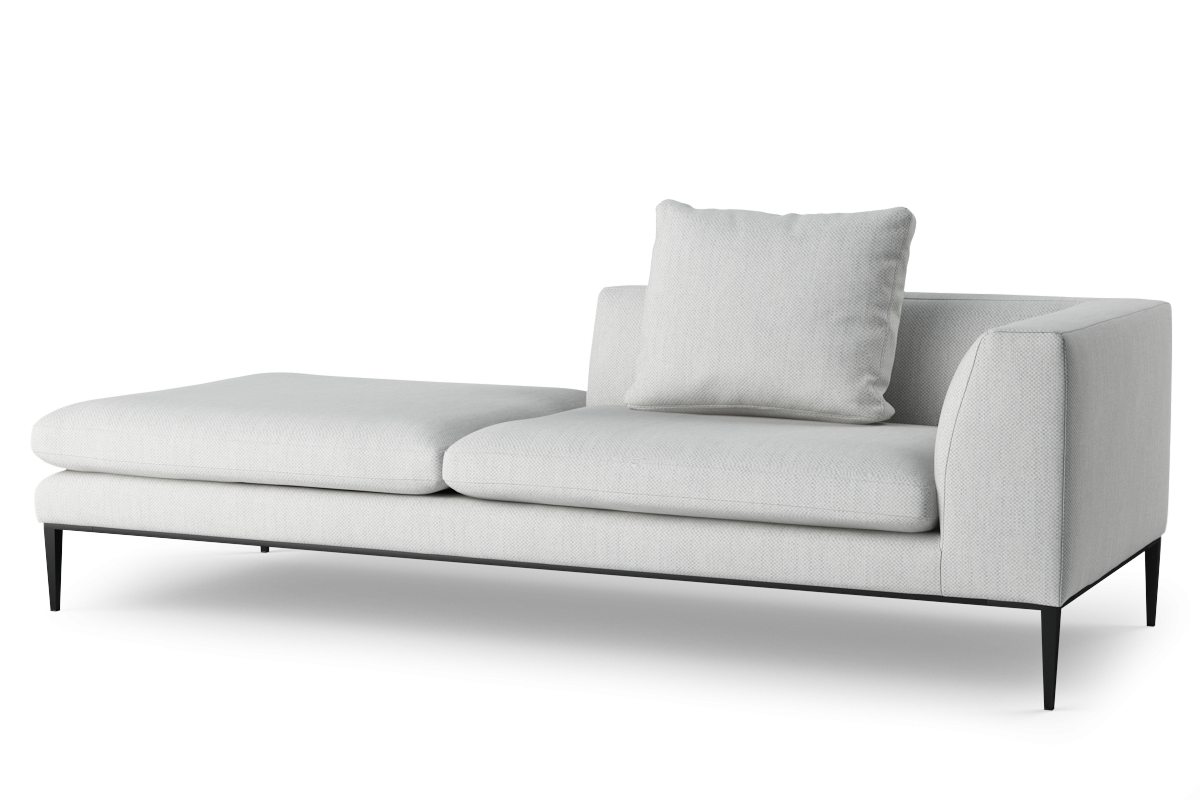 Szezlong lewostronny NASH tapicerowany z czarną podstawą