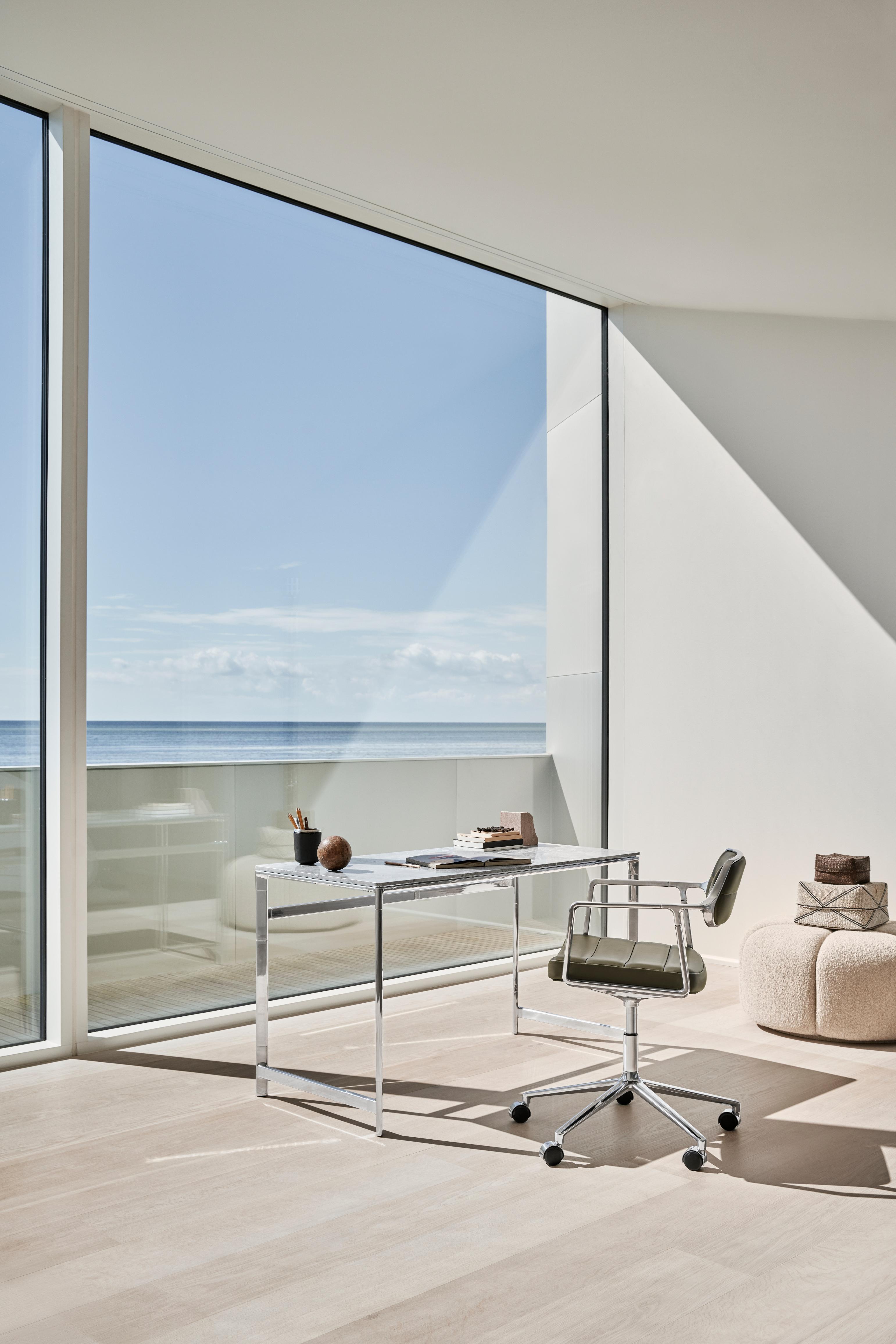 Bürostuhl 453+ grüne Leder mit Metallbasis