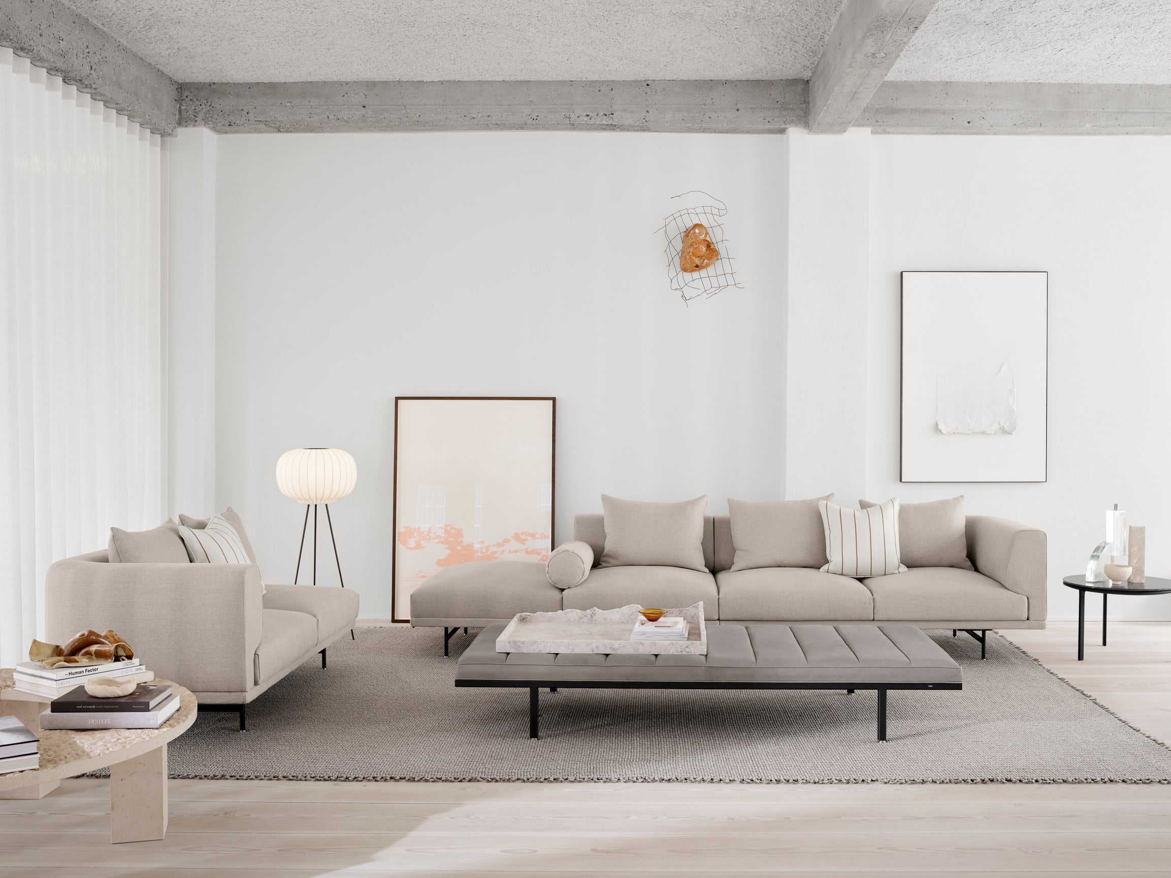 Floor lamp 581 with paper shade and dark metal base