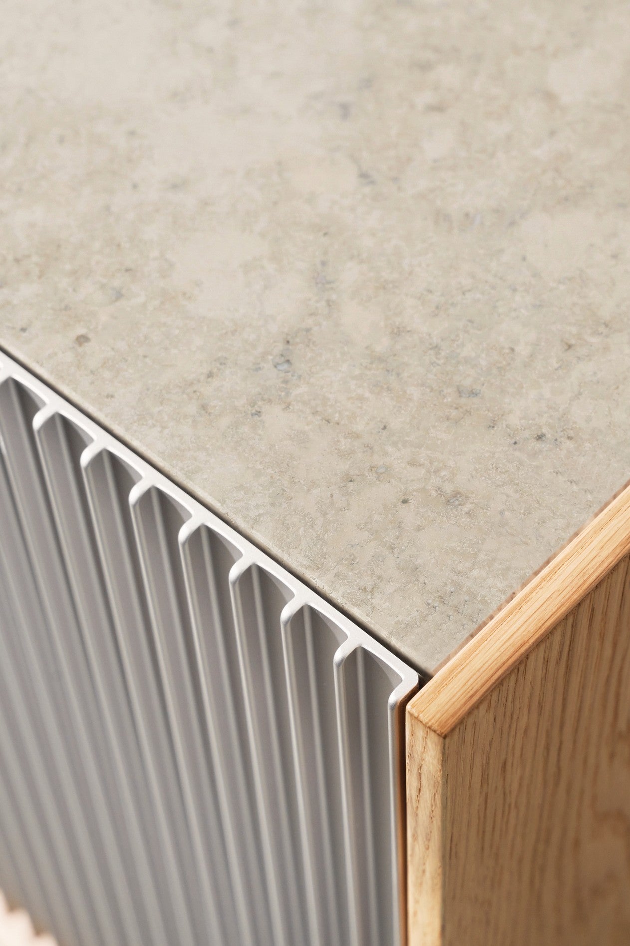 H5 Hanging Chest of Drawers in Oak Veneer with Gray Marble Top