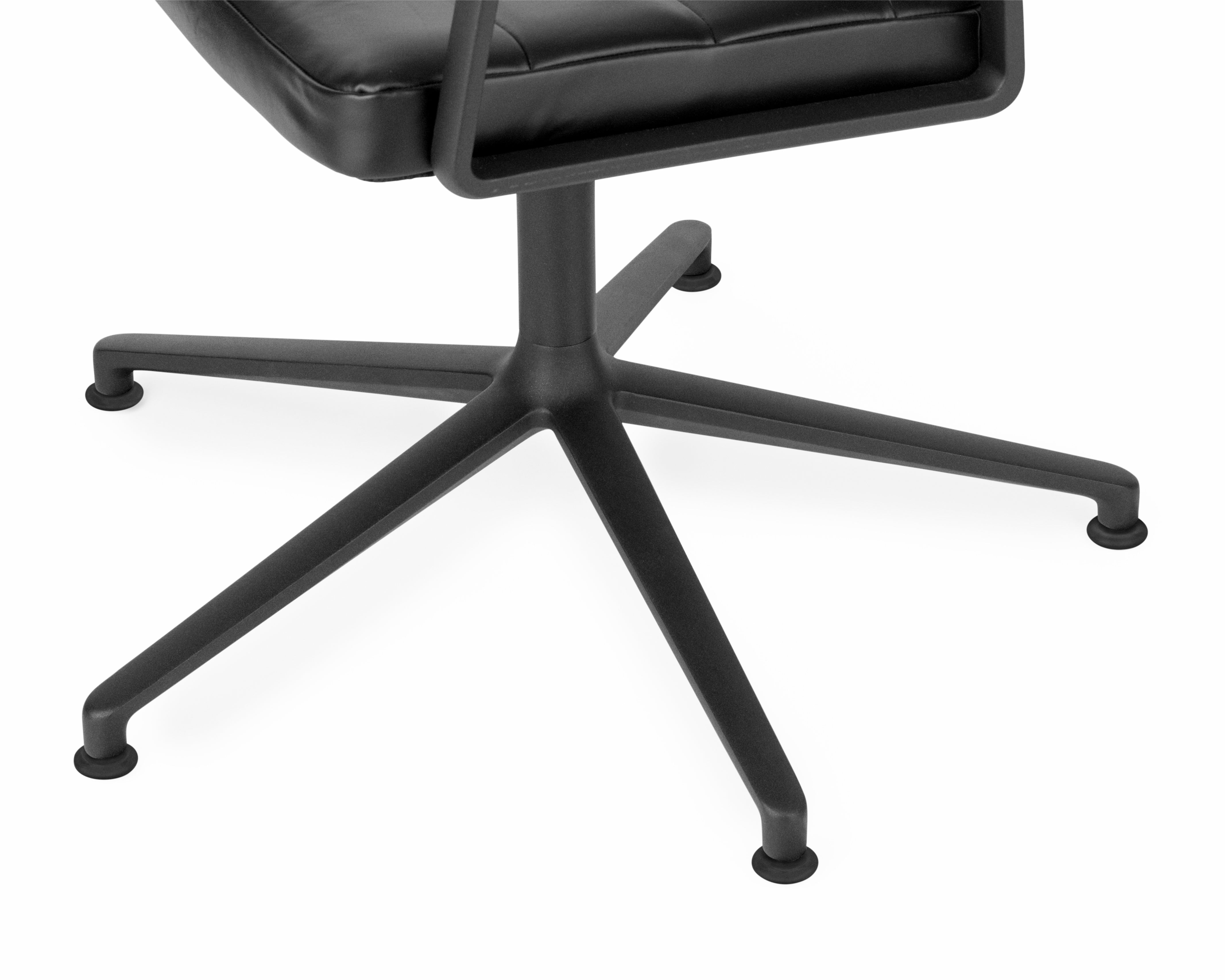 Krzesło biurowe 453+ czarna skóra z czarną metalową podstawą