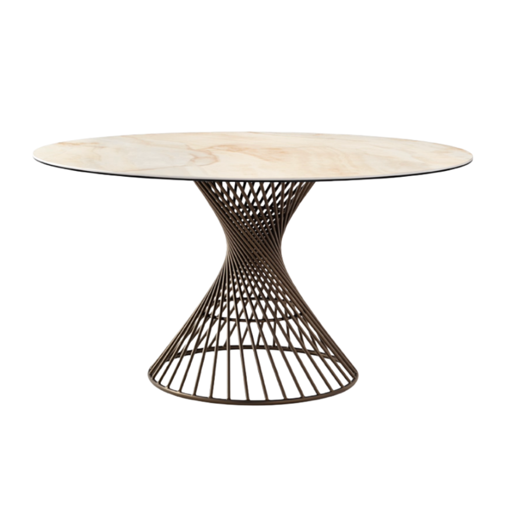 Round Table VORTEX with Cream Top and Brown Base
