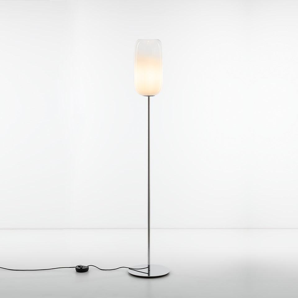 GOPLE White Floor Lamp with Silver Base