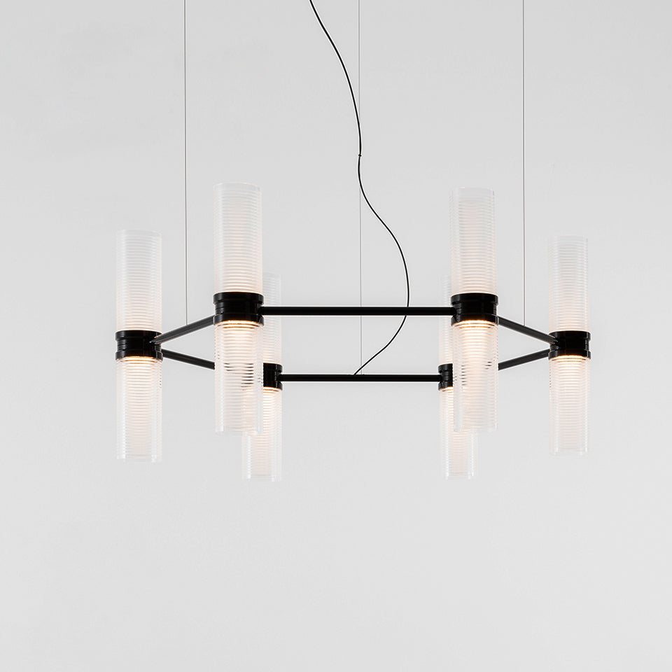 ZEPHYR EXAGONAL Transparent Pendant Lamp with Black Finish