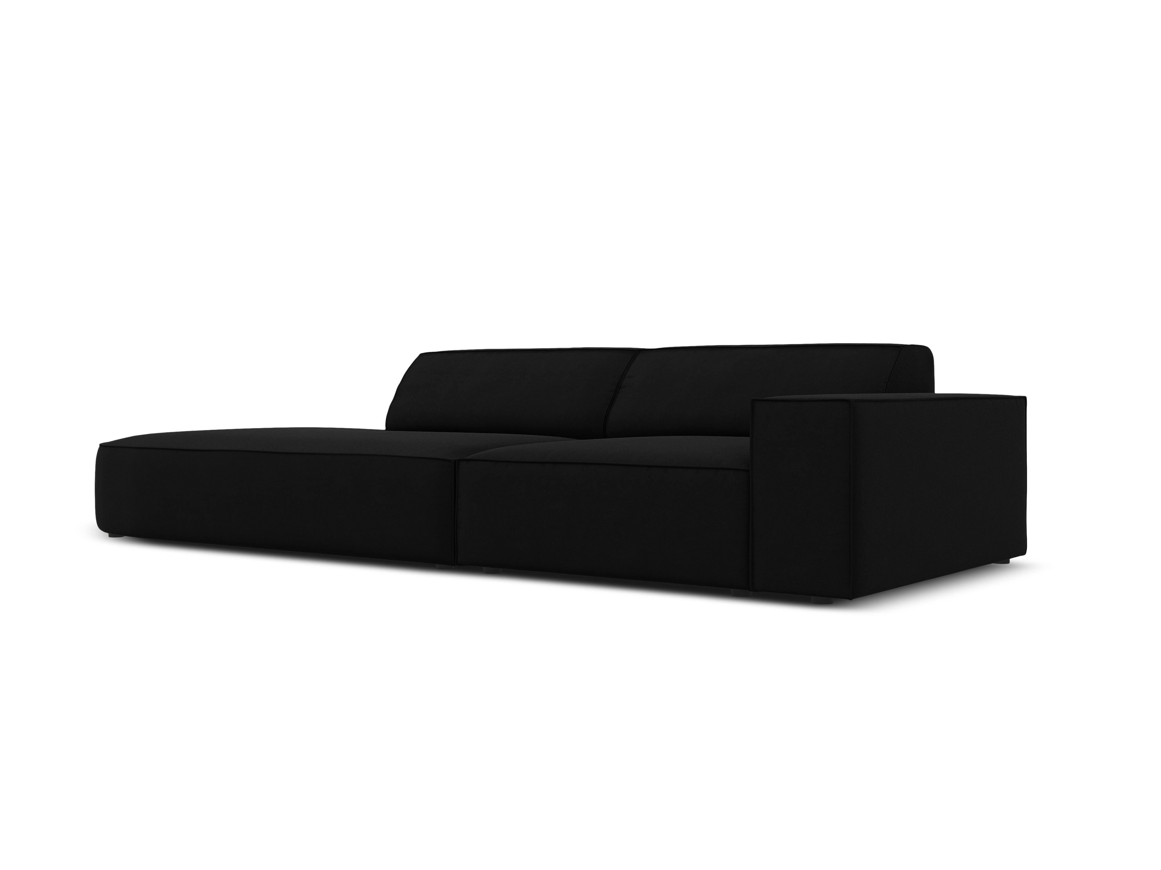Sofa aksamitna lewostronna okrągła 3-osobowa JODIE czarny Micadoni    Eye on Design