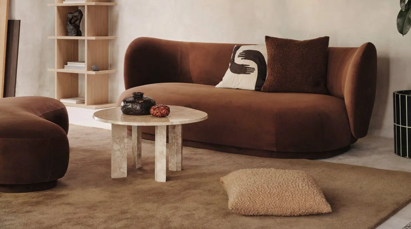 Sofa brązowa w przytulnym salonie
